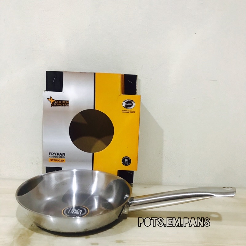 Golden Flying Fish Fry Pan Stainless Harden Steel Anti Lengket 20cm, 22cm, 24cm, 26cm, 28cm-2