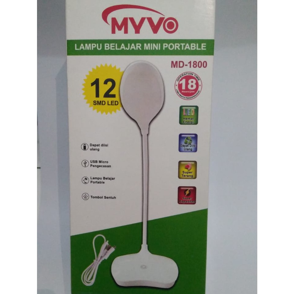 MYVO LAMPU EYELASH EXTENSION / Lampu Belajar / Lampu Baca Cas Myvo MD-1800