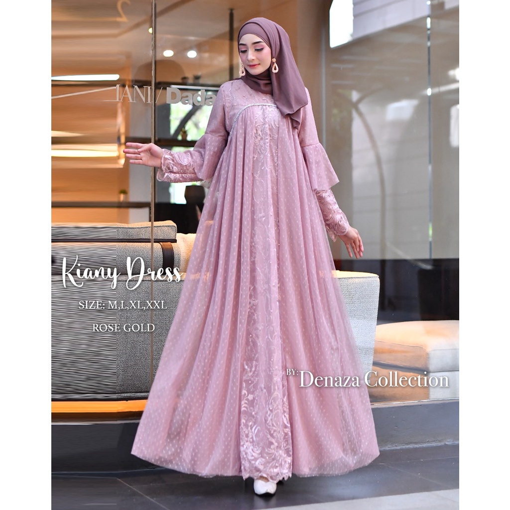 Kiany Dress / Kebaya Gamis Modern / Gamis Pesta Mewah / Dress Brukat Kondangan