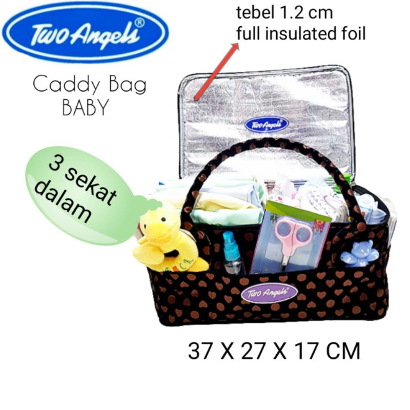 Caddy Bag   Baby Organizer  Bag free ice gel  outdoor CFT01 -  indoor Cooler Bag TWO ANGELS / ORGANIZER BABY BAG sy1 + 1 pcs gel 200 gr + pouch kosmetik / DIAPERS BAG MULTIFUNGSI  / TAS PERLENGKAPAN BAYI BABY / TAS BABY