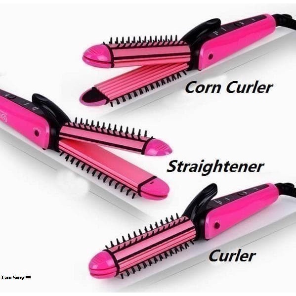 Catok Nova NHC-8890 Catokan 3in1 Curly straightener Corn Curler keriting pelurus rambut