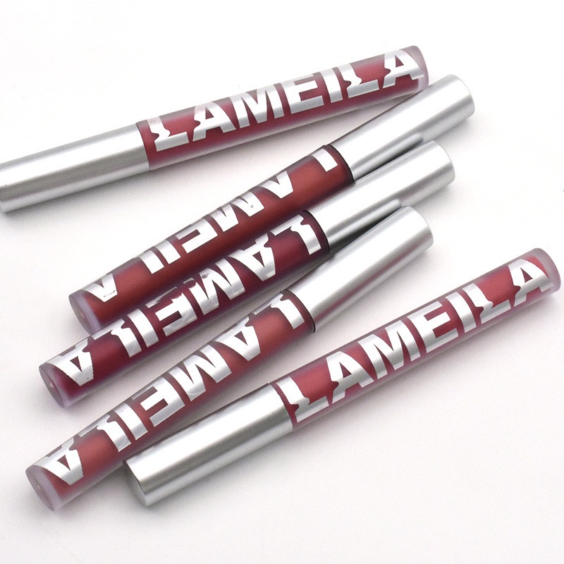 LUCKYMALL LAMEILA Matte Lipstick Liquid Korean Lipstik Lip Glaze Korean Lip Cream Lip Gloss Waterproof 2028 LA055