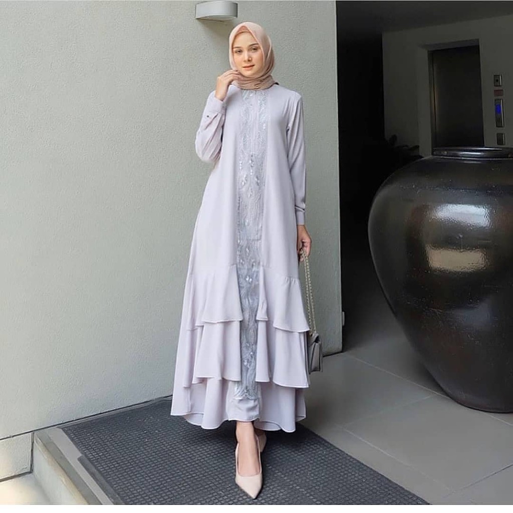 ANINDYA DRESS CASUAL BRUKAT WANITA MUSLIMAH / DRESS KONDANGAN/LEBARAN - DRESS KEKINIAN