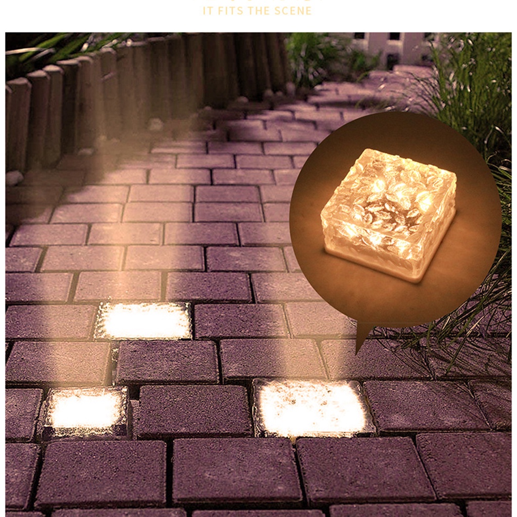 [Solar Brick Buried Square Ice Lights] [Outdoor Waterproof Paver Landscape Decorative Lamps] [Ice Cube Light for Garden, Pathway, Patio, Walkway, Courtyard]