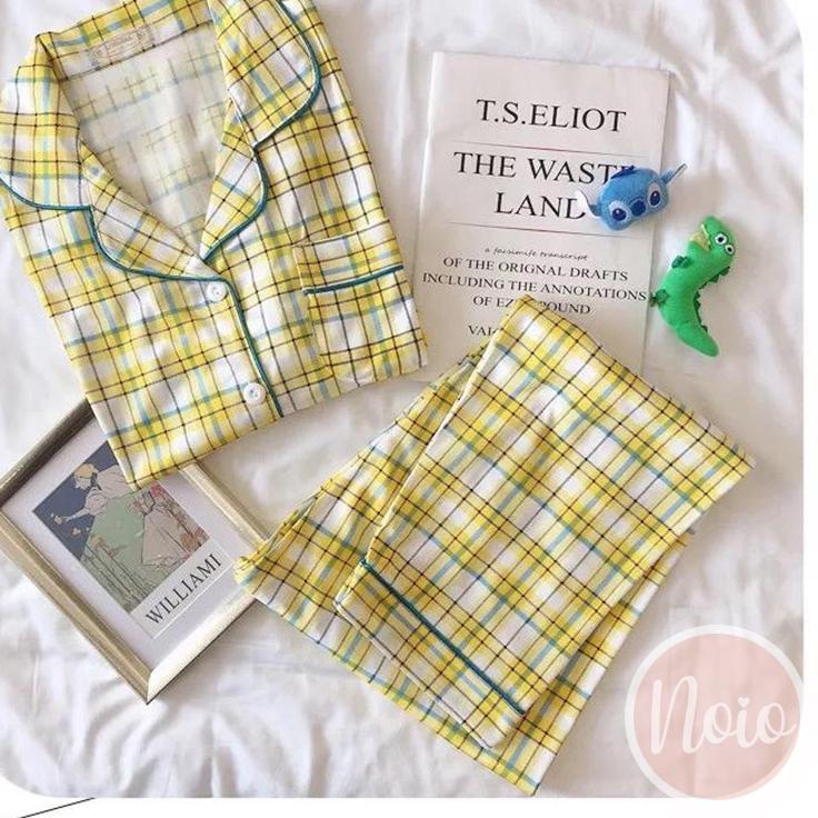 Berkualitas BTS JUNGKOOK BAJU TIDUR WANITA  KOTAK MIX SQUARE PIYAMA WANITA DEWASA IMPORT ONE SET JUN