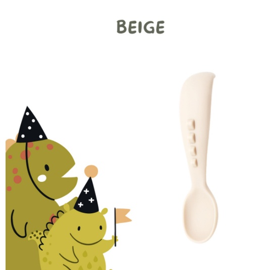 Little Pea Dinosaur Suction Silicone Plate | Piring Silikon Dino dengan suction-Set -Beige