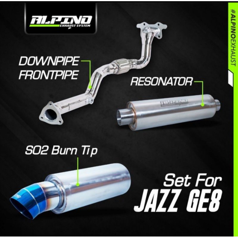 knalpot racing mobil merk alpino exhaust fullset untuk Honda jazz Ge8