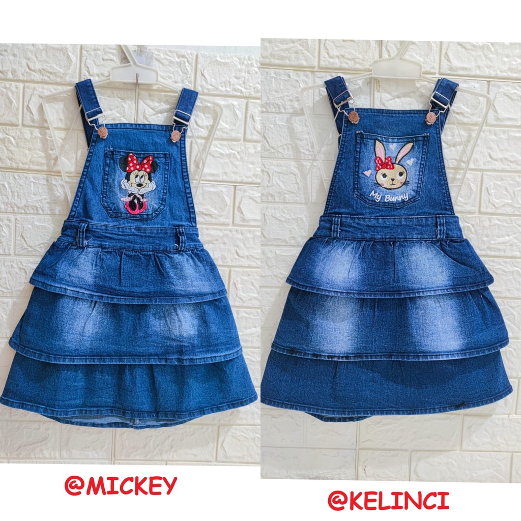 RKPD susun kelinci/overall pendek jeans anak perempuan berkualitas tinggi/ rok kodok pendek/ wearpac