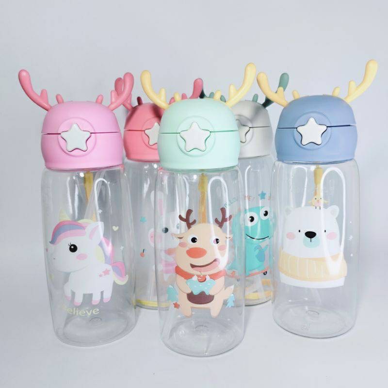 Botol Minum Anak Motif Tanduk Rusa Tali Besar 600 ml BPA Free