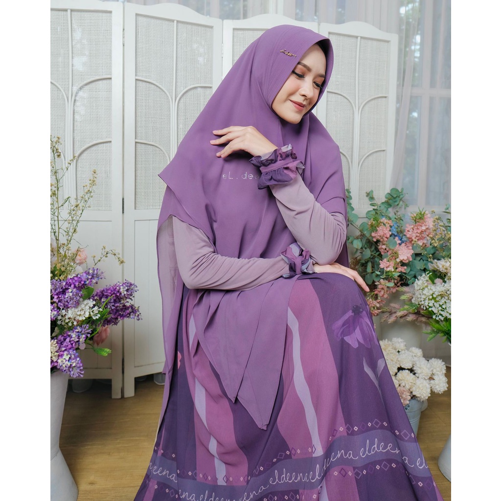 Dress - Gamis Set Khimar Syari Ceruti Motif Serlota By Eldeena