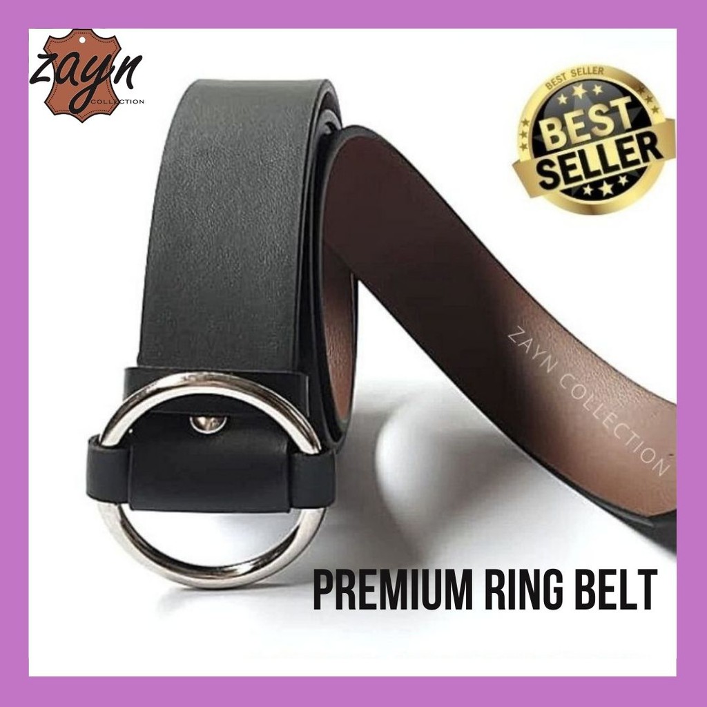 Ikat Pinggang Wanita Ring Belt Aksesoris Fashion Korea Geper Cewek Ring Bulat Kepala Besi Stainless