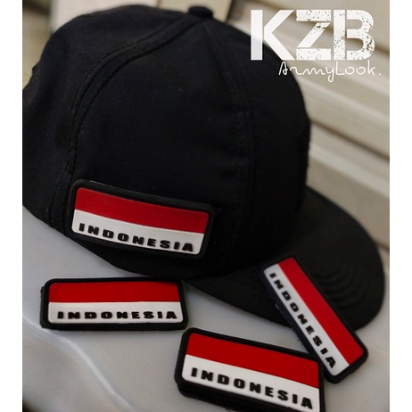 Emblem Karet  Velcro INDONESIA Size Small Pinggir Topi