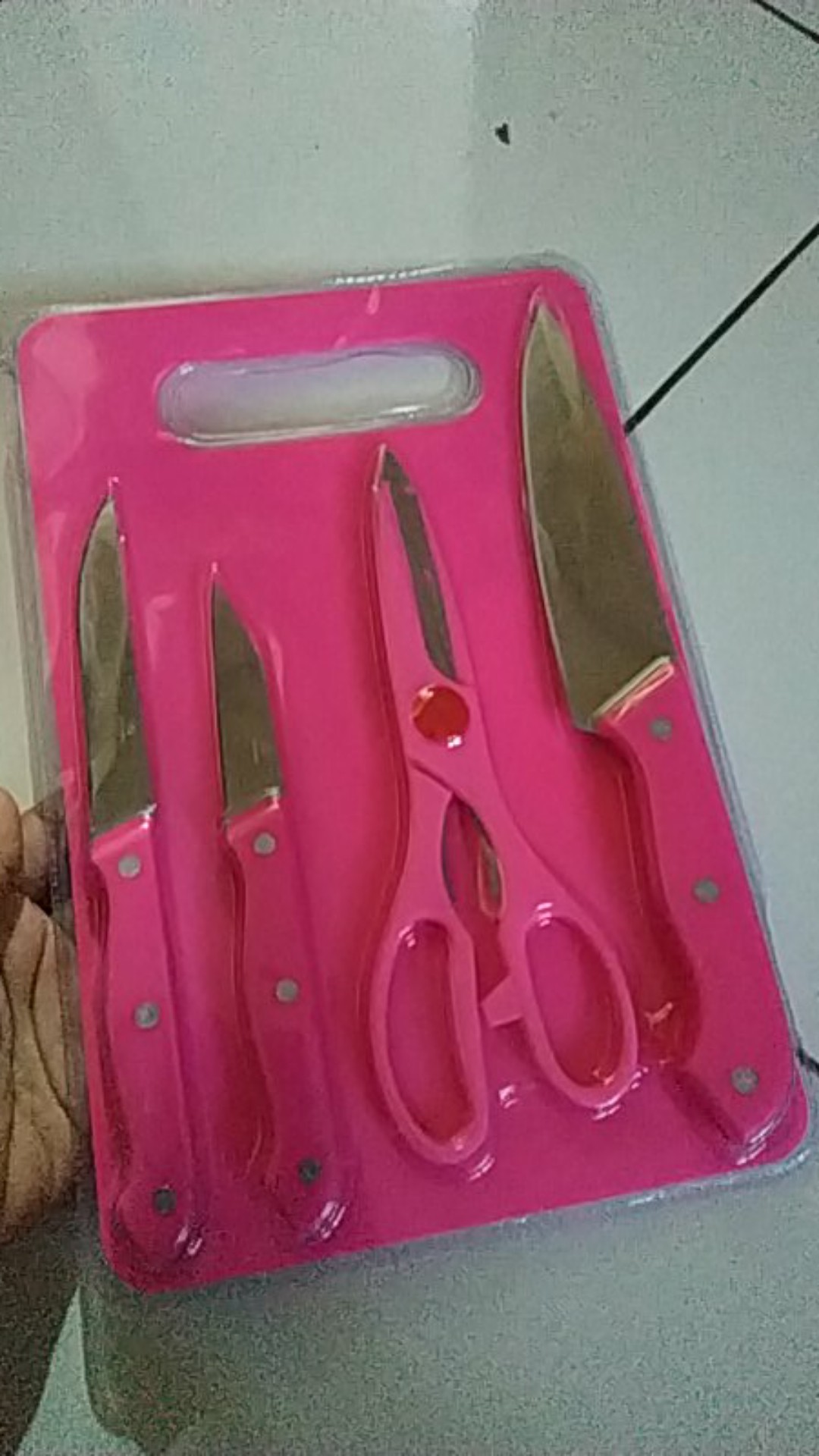 Q2 Pisau Set Press 5pc G413 [ Pisau Set Gunting Talenan Warna Warni ] ( Pack Press )