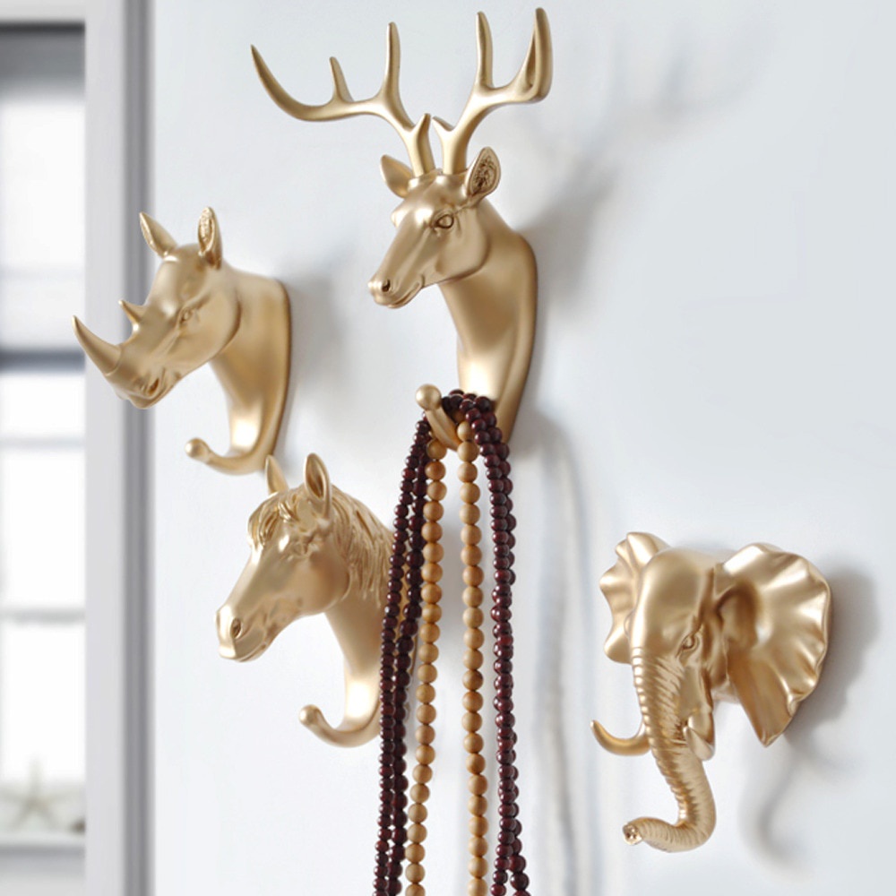 Gantungan Baju IAMPRETTY Gantungan Dinding Wall Hanging Hook Antlers Head - RY-92401 Warna Gold dan hitam Gantungan jaket kunci tas kalung jam belakang pintu atau gantungan dinding bagus unik antik retro jadul koleksi barang antik