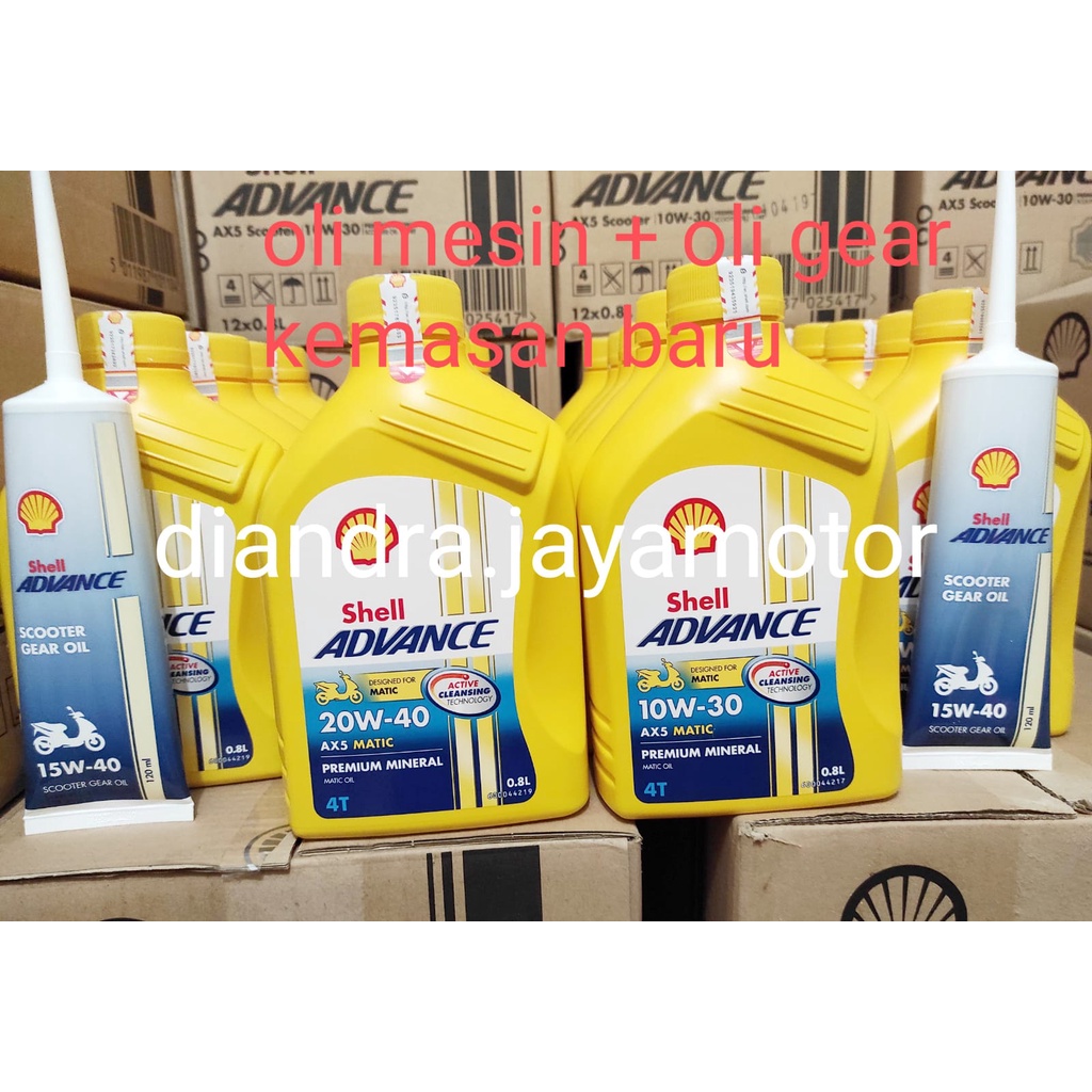 SEPAKET OLI SHELL ADVANCE AX5 SCOOTER MATIC 800 ML + OLI GEAR 120 ML ( SAE 10/30 - 20/40 ) FOR ALL MATIC 100% ORIGINAL