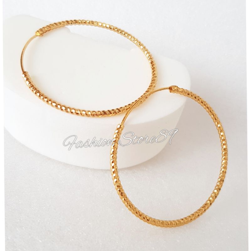 anting Gipsy Bulat jepit besar diameter 3cm perhiasan emas xuping impor murah TR02550