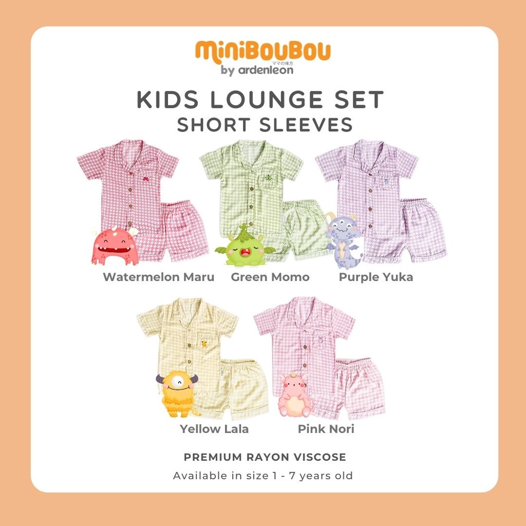 Arden Leon MINIBOUBOU Kids Lounge Set SHORT Setelan Anak / ArdenLeon Setelan Anak Pendek