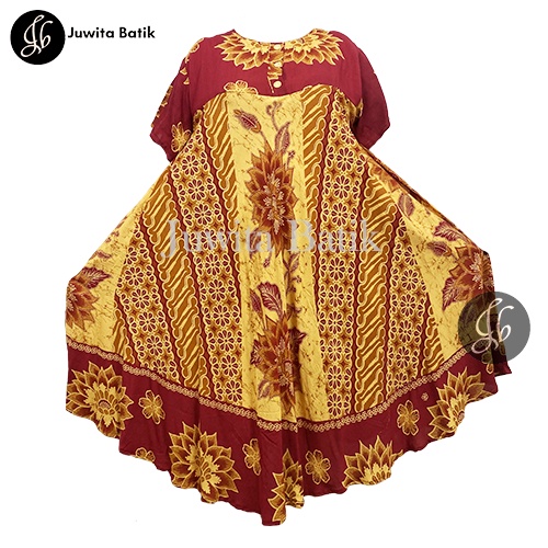 Juwita Batik - Daster Payung Jumbo LD 130 3XL Nirwarna Klok Pola Baju bumil Kancing Depan Busui