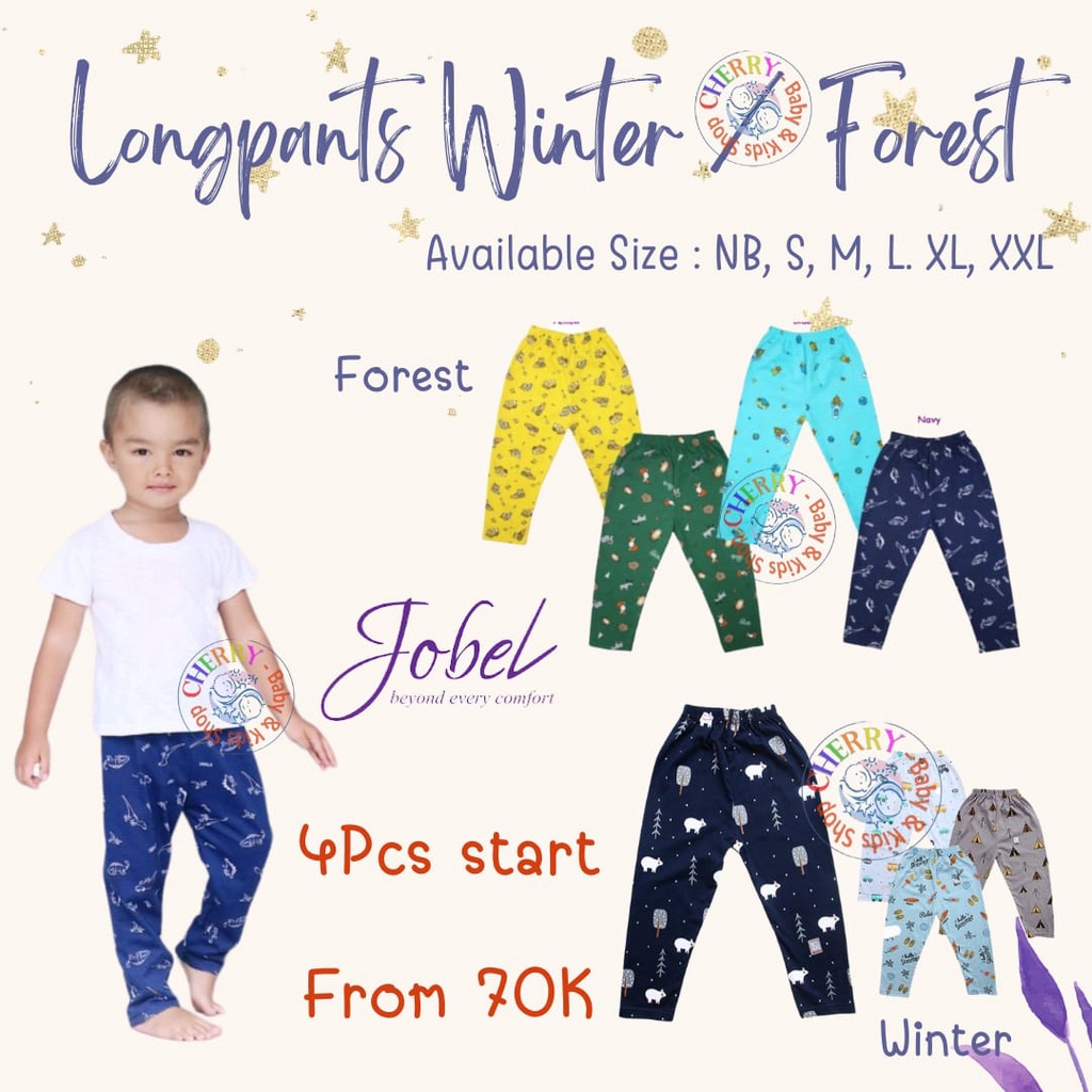 SALE 4pcs Jobel Long Pants Boy WINTER GALAXY FOREST 0-6 tahun Celana Panjang Anak by Kazel CBKS