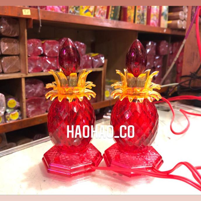 Gaya Lampu Sembahyang Merah Bentuk Nanas Kecil Free Bolam Limited