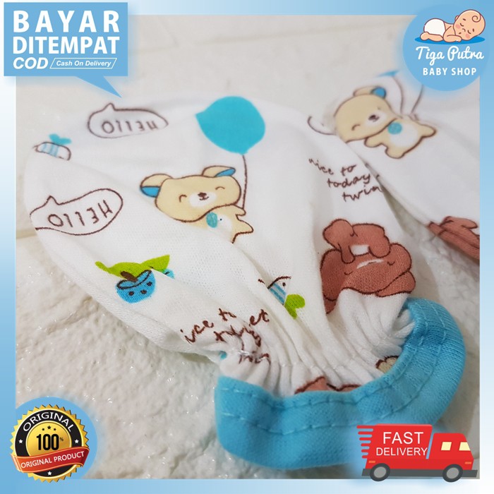 Mamimu set Sarung Tangan &amp; Kaos Kaki Karet Bayi/Baby Motif (0-3M)| Perlengkapan Bayi Baru Lahir