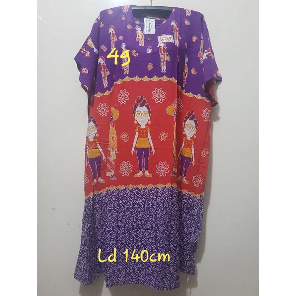 YULI - Daster kencana ungu  L5 JUMBO LD 135-150 CM PB 107 CM BATIK KU LEBEL PUTIH(KUP)-No 49