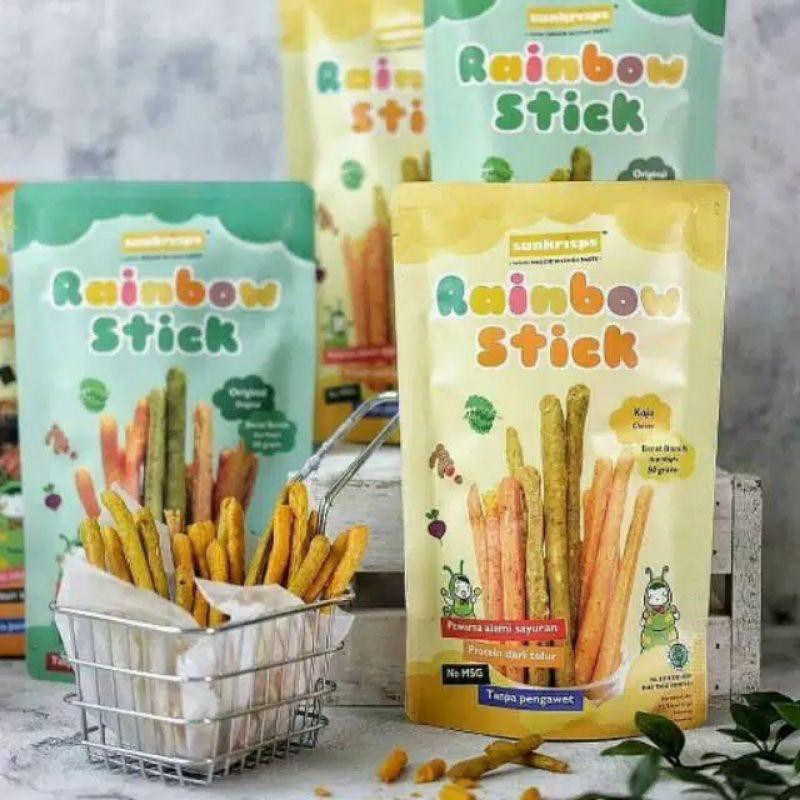 SUNKRISPS Rainbow Stick Original &amp; Cheese 50 gr / Snack Cemilan Anak Bayi Sehat Bergizi