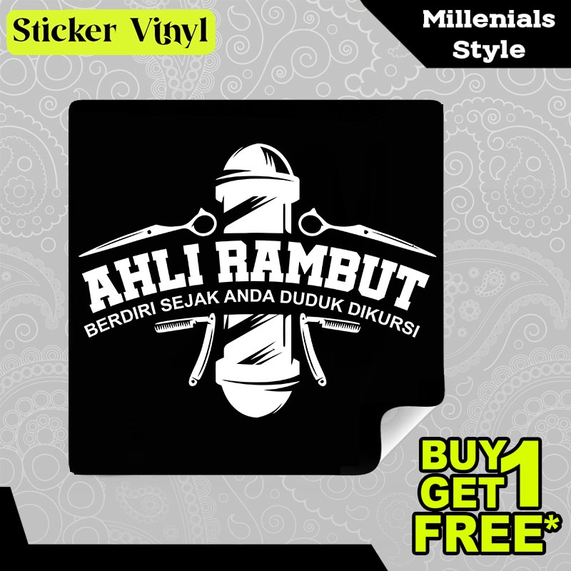 

Stiker Sticker Tukang Cukur Ahli Rambut Berdiri Sejak Anda Duduk Di Kursi Tulisan Kalimat Gaul dan Kekinian Aesthetic Bahan Vinyl Satuan Anti Air