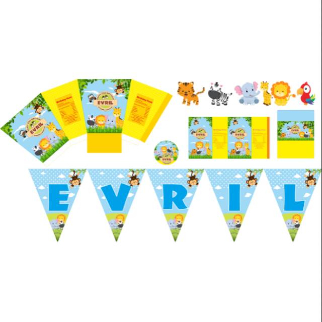 

Paket label ulang tahun zoo evril
