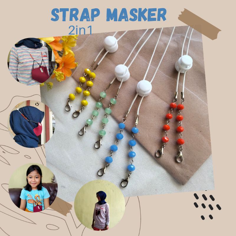Asesoris Aksesoris Strap Kalung Masker Hijab 2in1 2 in 1 Mutiara
