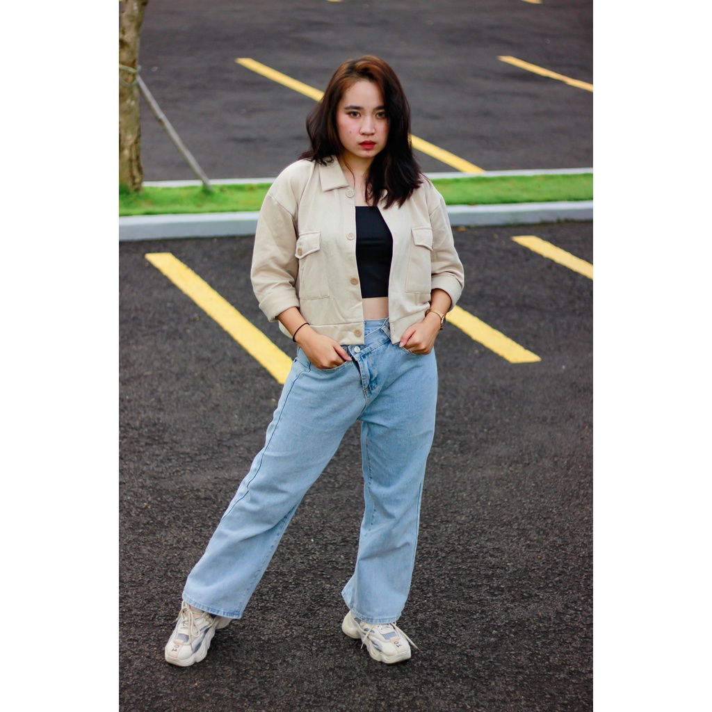 Jaket Wanita Button Outer Jaket Modis Wanita Musim semi Longgar Solid Fashion Korea Untuk Sehari har-1