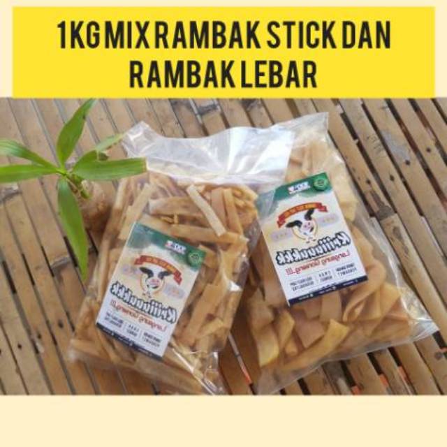 

RAMBAK KULIT SAPI/KERUPUK RAMBAK SAPI / 1 Kg Mix STICK Lebar dan Tanggung/Kerupuk Enak