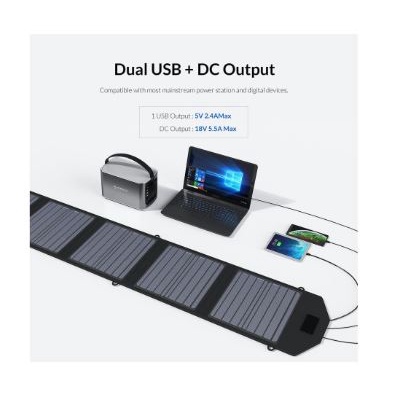 Solar panel charger orico 5 panel foldable portable 100w Dc Usb-A waterproof scp2-100 - Power station