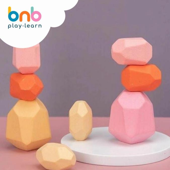 Balancing Stacking Wooden Stone Toy 10 Pcs