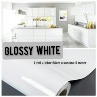 [GD] WALLPAPER PREMIUM GLOSSY WHITE PUTIH KITCHEN SET STICKER STIKER MEJA DAPUR LEMARI POLOS