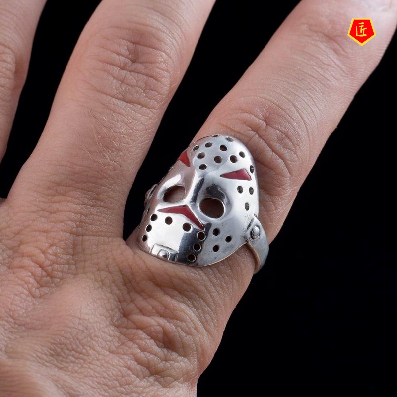[Ready Stock]Retro S925 Silver Thriller Mask Ring
