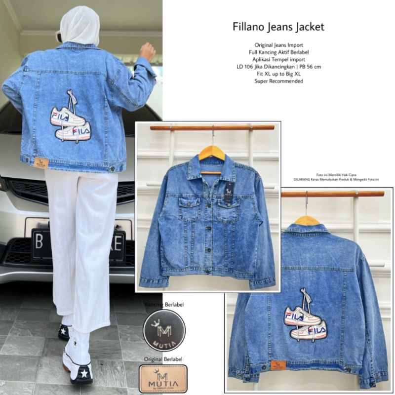 FILLANO JEANS JACKET BY MUTIA (JAKET JEANS WANITA) Jaket jeans muslimah rekomeded