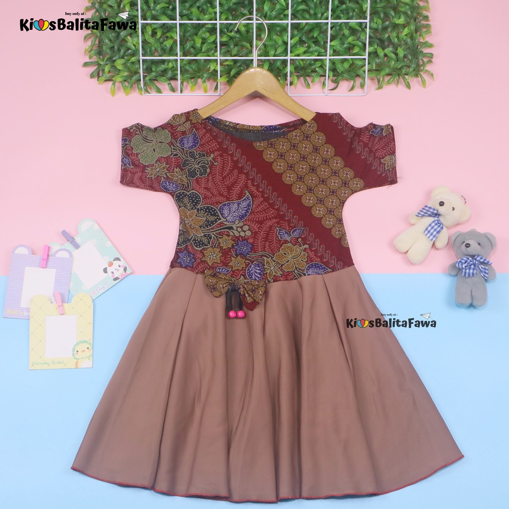 Dress Sabrina Pita 4-5 Tahun / Dres Anak Perempuan Lengan Motif Murah Pesta Fashion Baju Cewek Dres