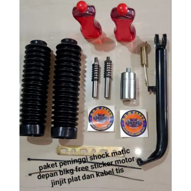 PAKET PENINGGI SHOCK SKOK SHOCK DEPAN BELAKANG MATIC METIK (Great -a)