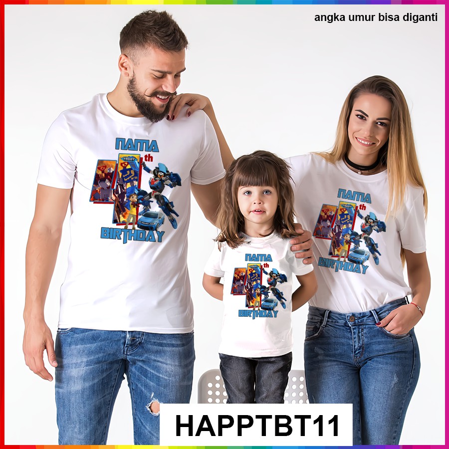 [FREE NAMA!!] Baju Kaos COUPLE  ANAK DAN DEWASA TOBOT BANYAK MOTIF