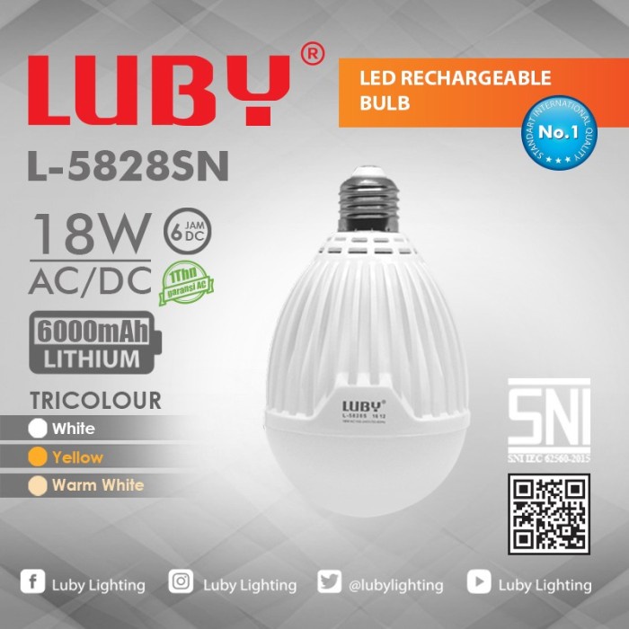 Lampu Emergency Luby 15 Watt / 18 Watt 3 Warna - 18 Watt
