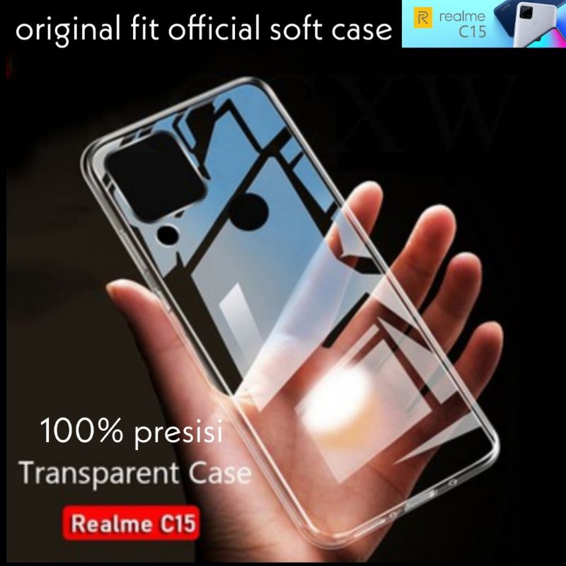 soft case original fit REALME C15/C12/C11 - silikon jelly anti crack &amp; TPU warna putih realmi