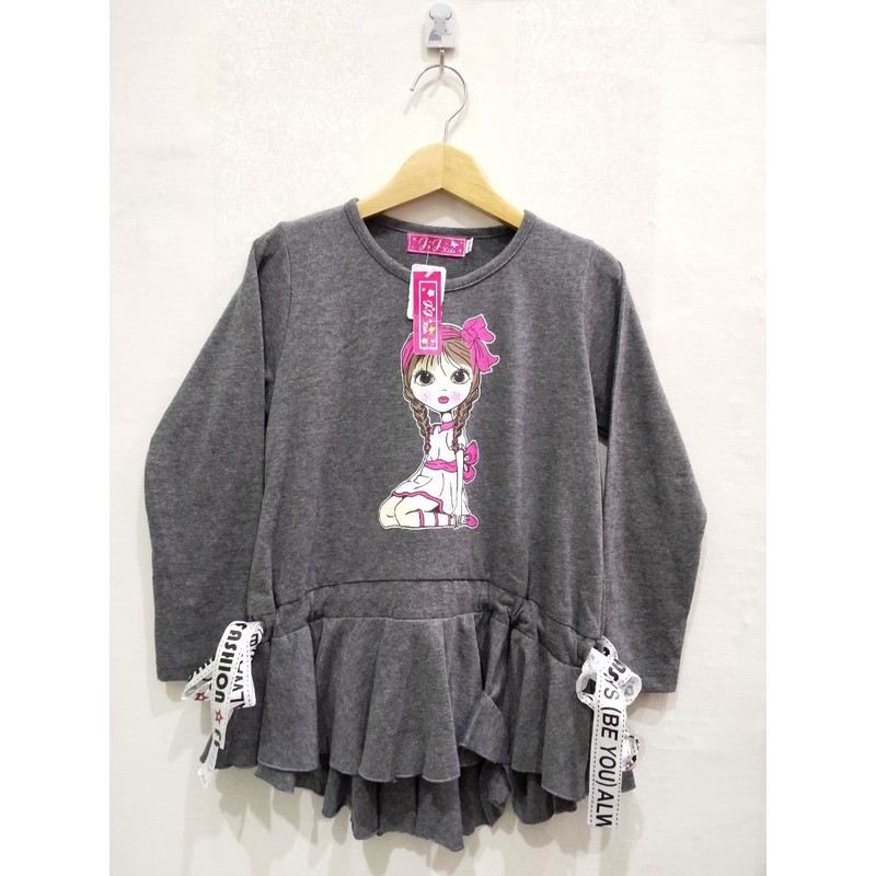 ATASAN LENGAN PANJANG ANAK PEREMPUAN JJ KIDS GREY SISA EKSPOR