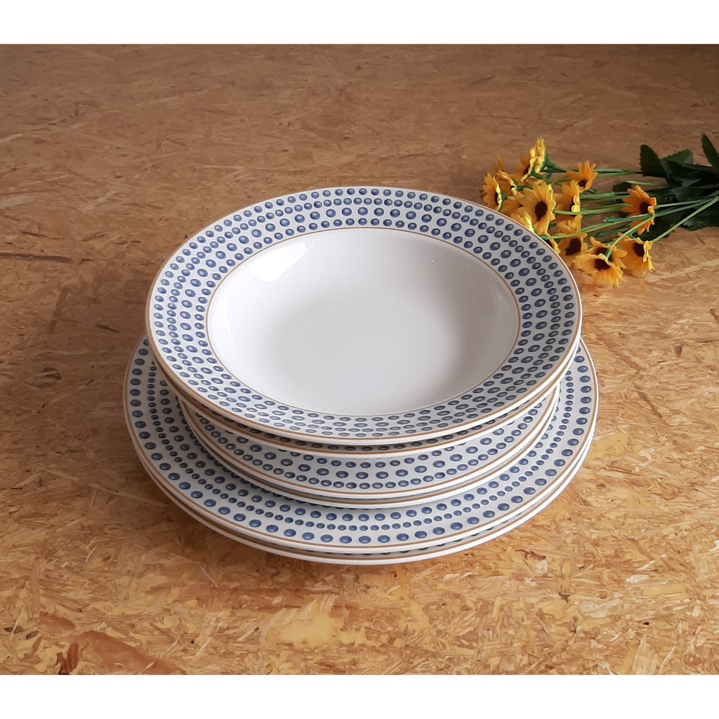 Dinner Set Keramik Motif Pearl Blue Set 6 Pcs / Dinner Set Keramik Motif Pearl Blue / Dinner Set