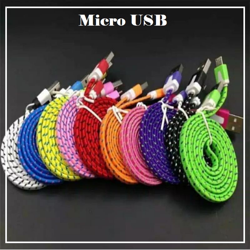 (ba) Kabel Data Panjang 3 Meter Micro USB Motif Tali Sepatu