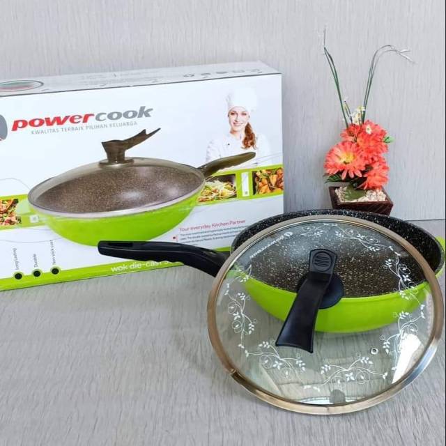 Wok pan marble 30cm anti lengket