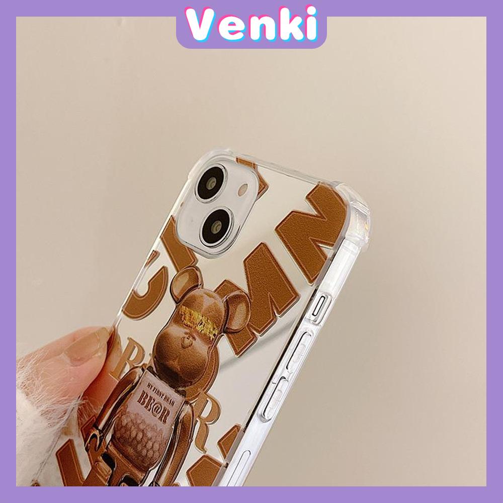 iPhone Case Luxury Acrylic Mirror Airbag Shockproof Protection Camera Brown Bear Compatible For iPhone 11 Pro Max 13 Pro Max 12 Pro Max 7Plus XS Max