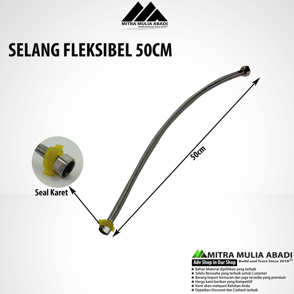 Selang Flexible Hose 50cm Anyam Closet Wastafel IGM