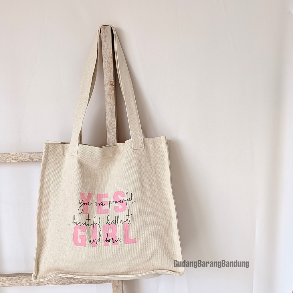 Tote bag kanvas square design Yes Girl