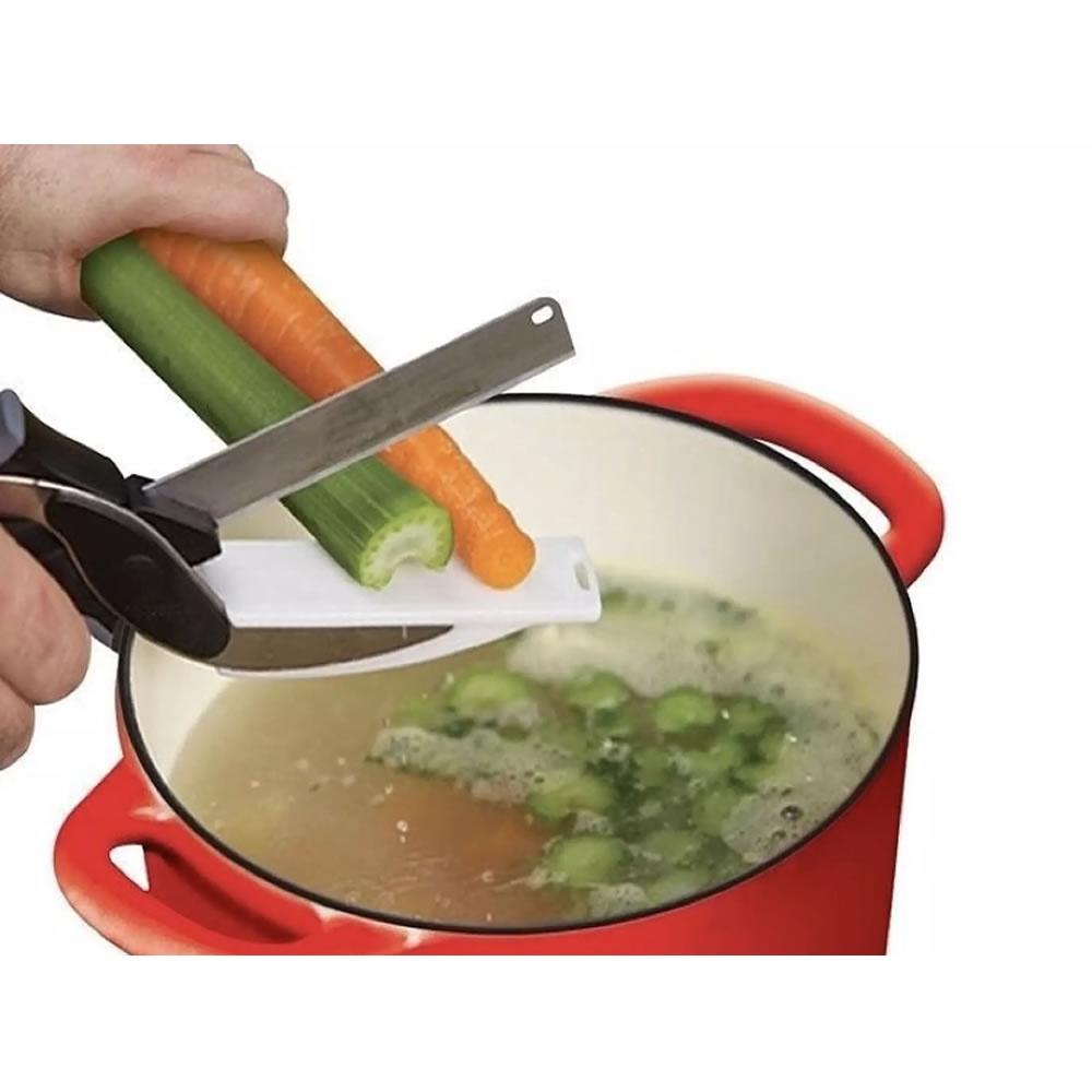 Clever Cutter 2 In 1 Gunting Pisau Dapur Talenan Tatakan Serbaguna Sayur &amp; Daging